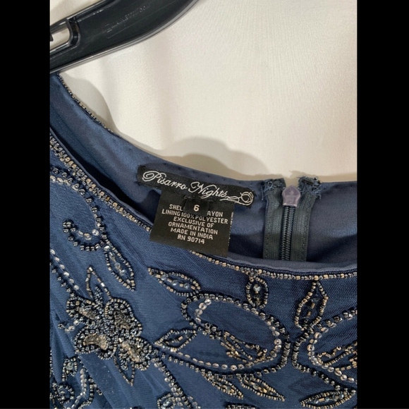 NWT $178 Pisarro Nights Embellished Mesh Sheath Dress in Blue [SZ‎ 6 ] - Picture 5 of 8